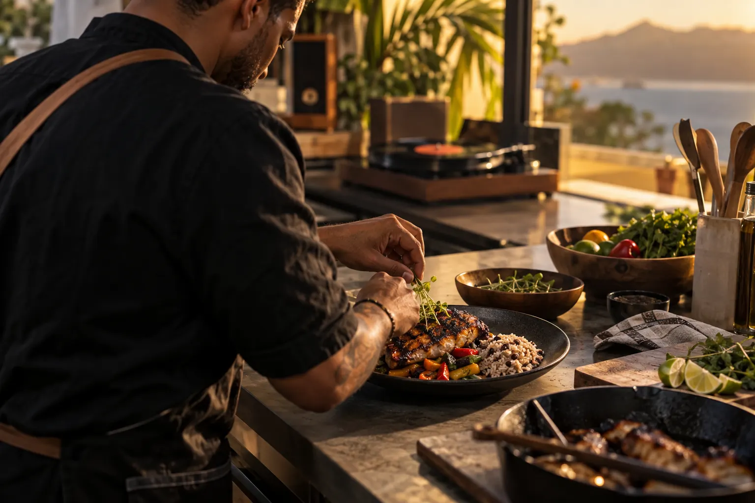 Melvin preparando un plato criollo al ritmo de La Sesión